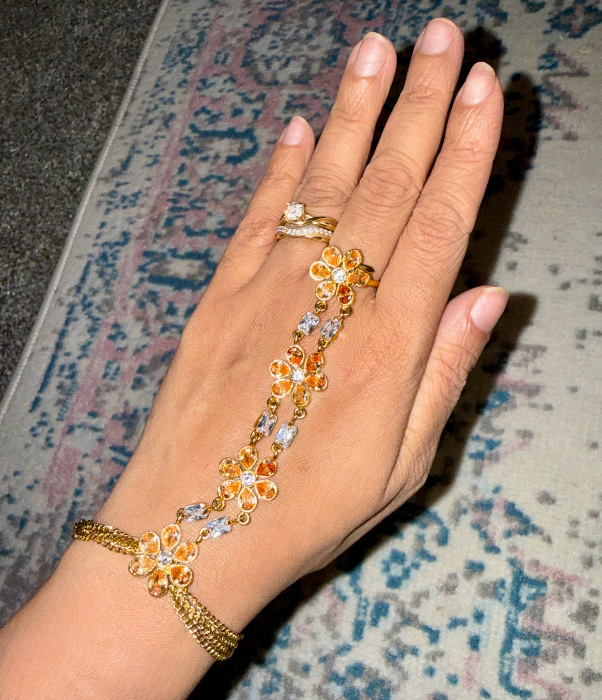 Cubic Zirconia Crystal Hand Chain - Rangreza Accessories