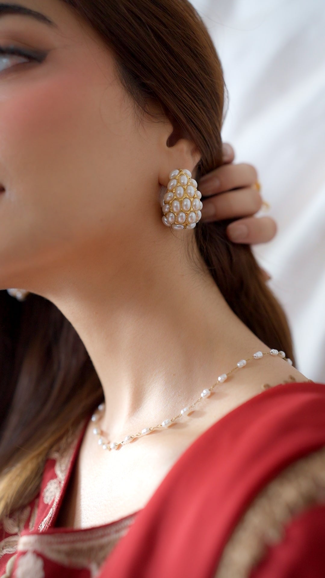 Pearl Teardrop Large Studs, 18k Gold Plated - Essentials Collection