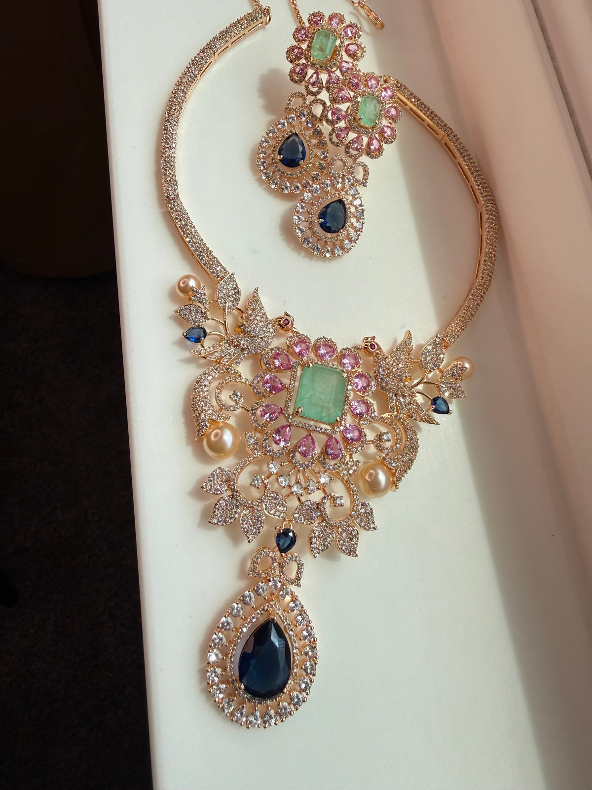 Doublet Stone Crystal Necklace Set - Rangreza Accessories