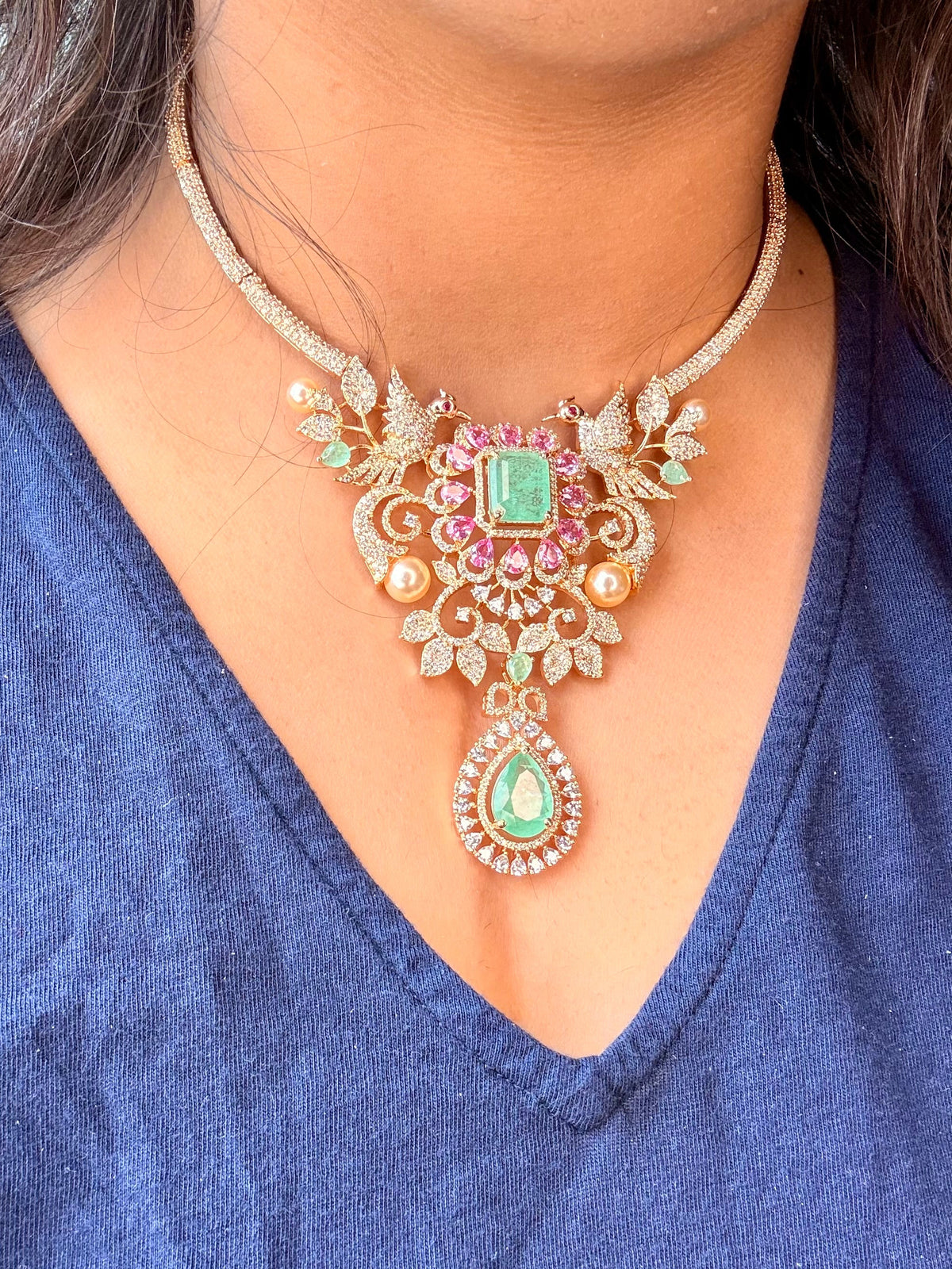 Doublet Stone Crystal Necklace Set - Rangreza Accessories