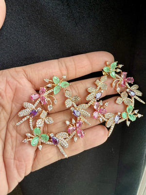 [Floral Design ]18kGold Plated (Purple ,Mint, Pink)