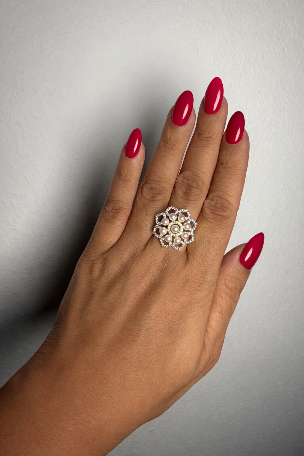 Pearl ADJUSTABLE Ring in Gold Polish