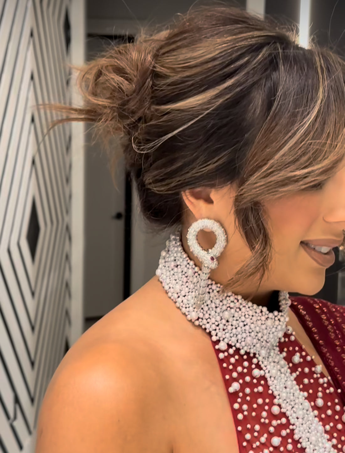 Serpenti Statement Earrings, Premium Cubic Zirconia