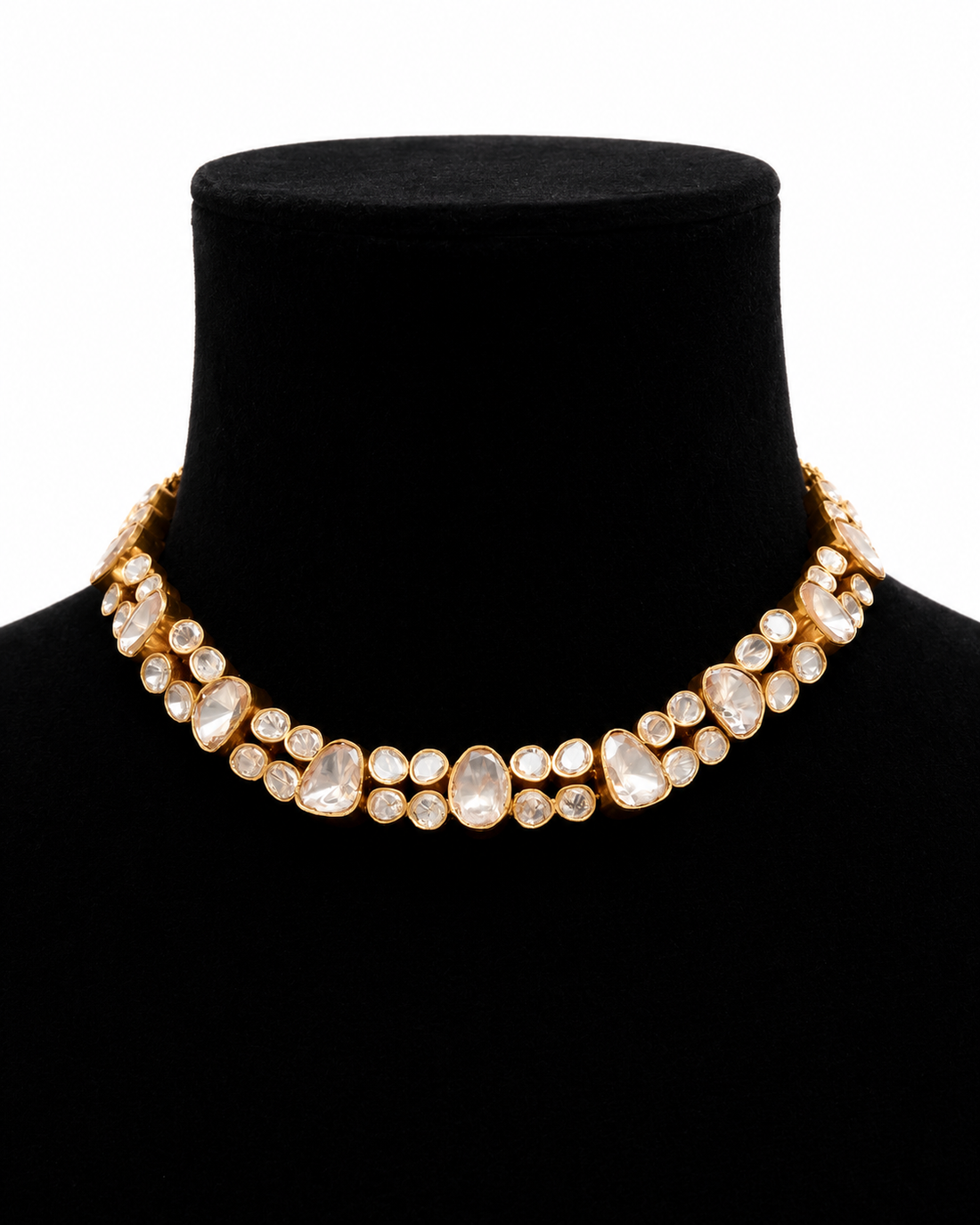 22k Gold Plated Moissanite Polki Necklace Set