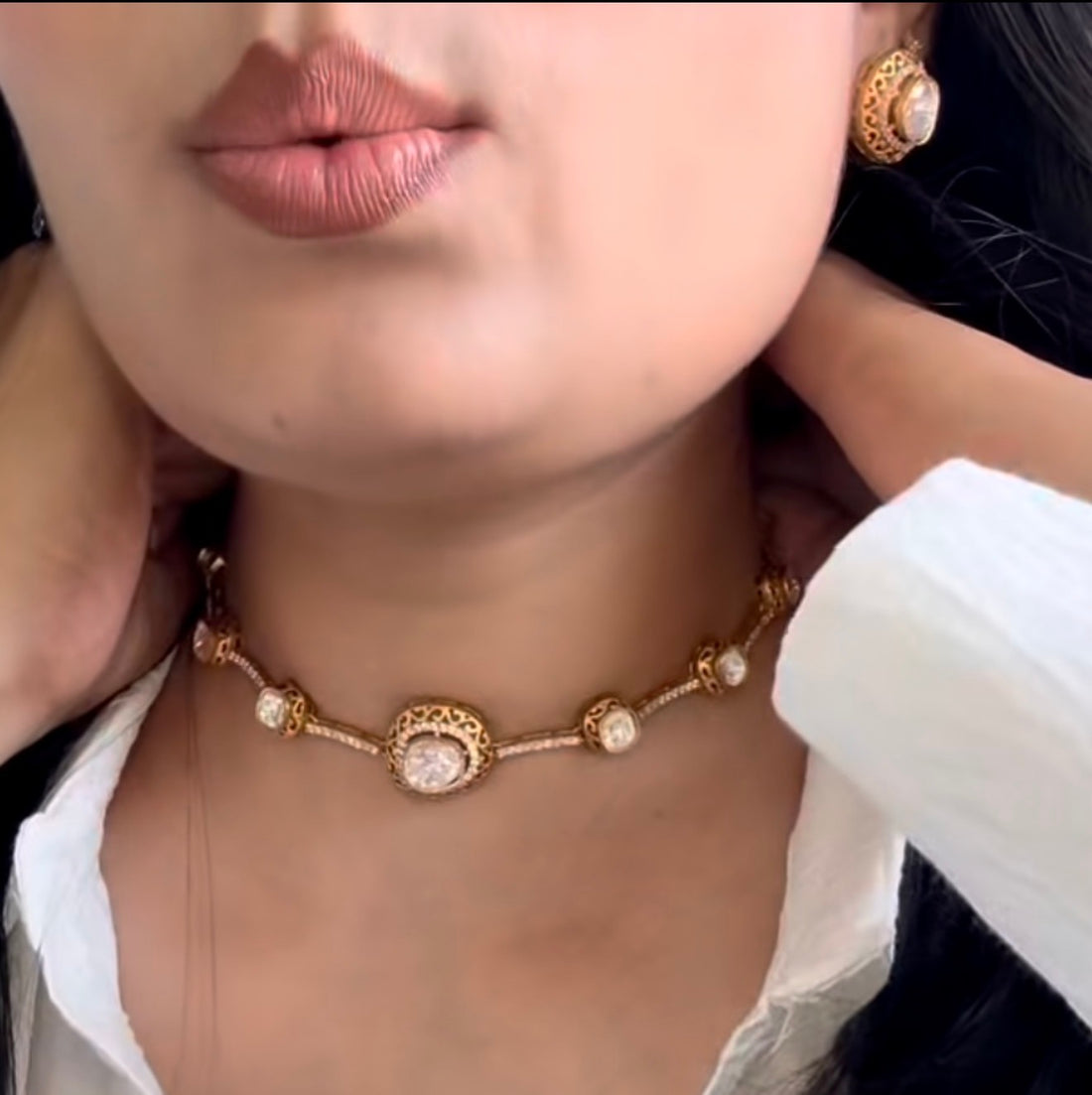 Moissanite Polki Choker Set - Rangreza Accessories
