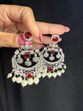 Cubic Zirconia Pearl Chandbali Earrings - Rangreza Accessories