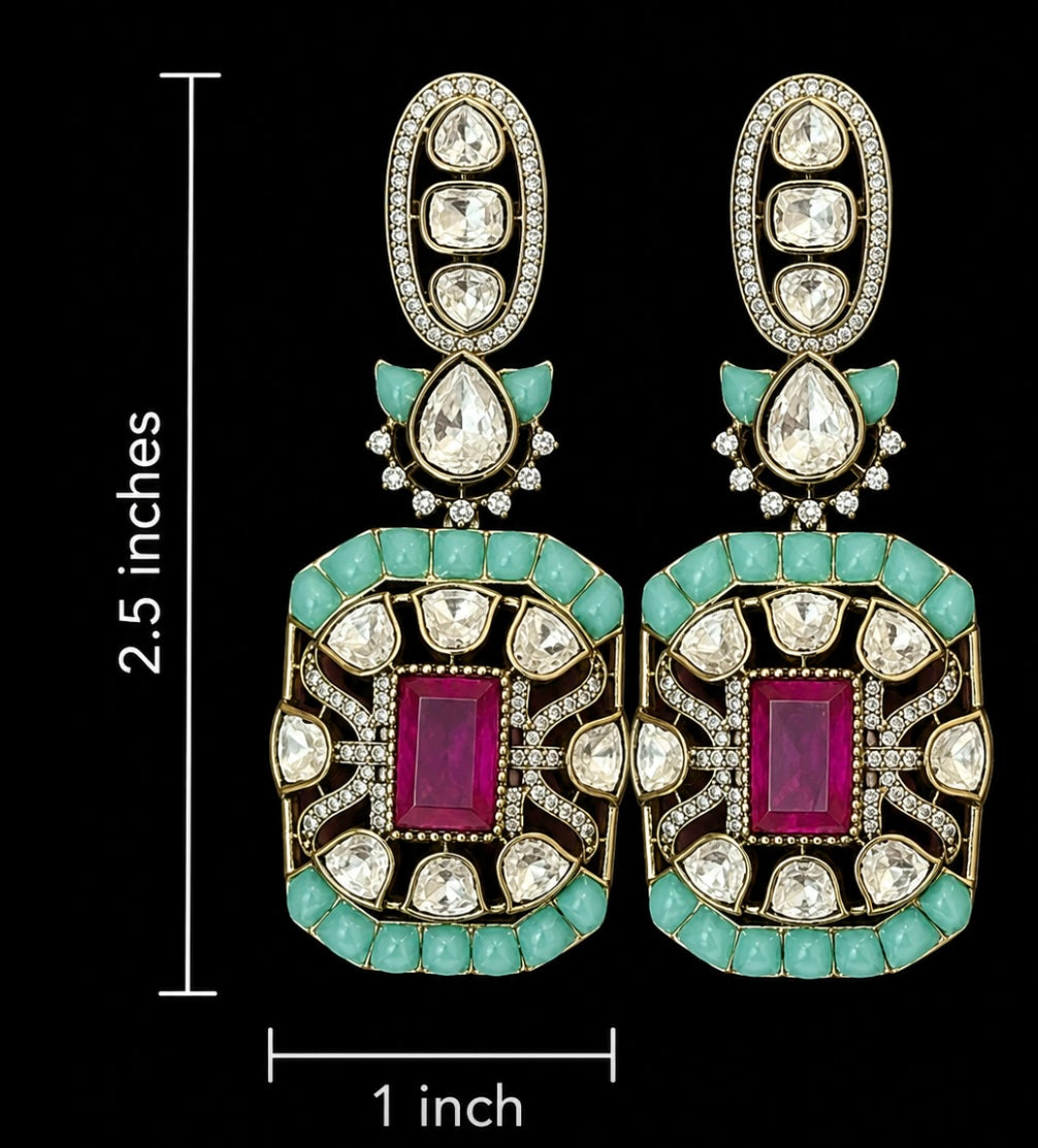 Kundan Polki Doublet & Epoxy Statement Earrings
