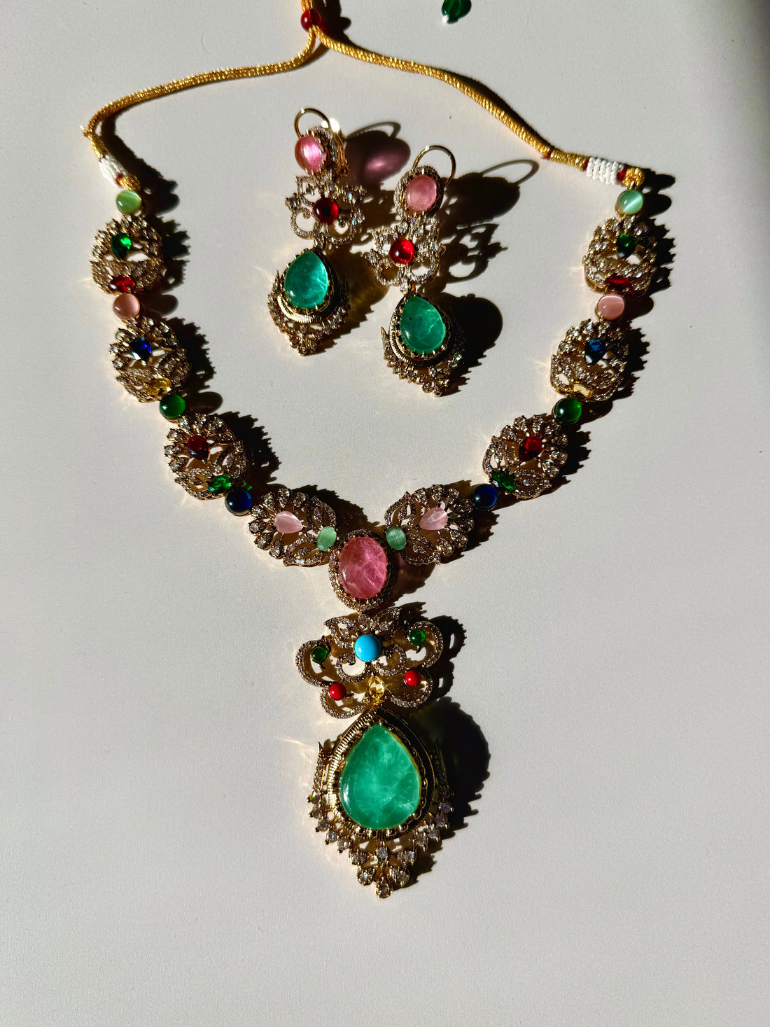 Heer Semi Precious & Doublet Stone Stone Set & 10k Gold Plating