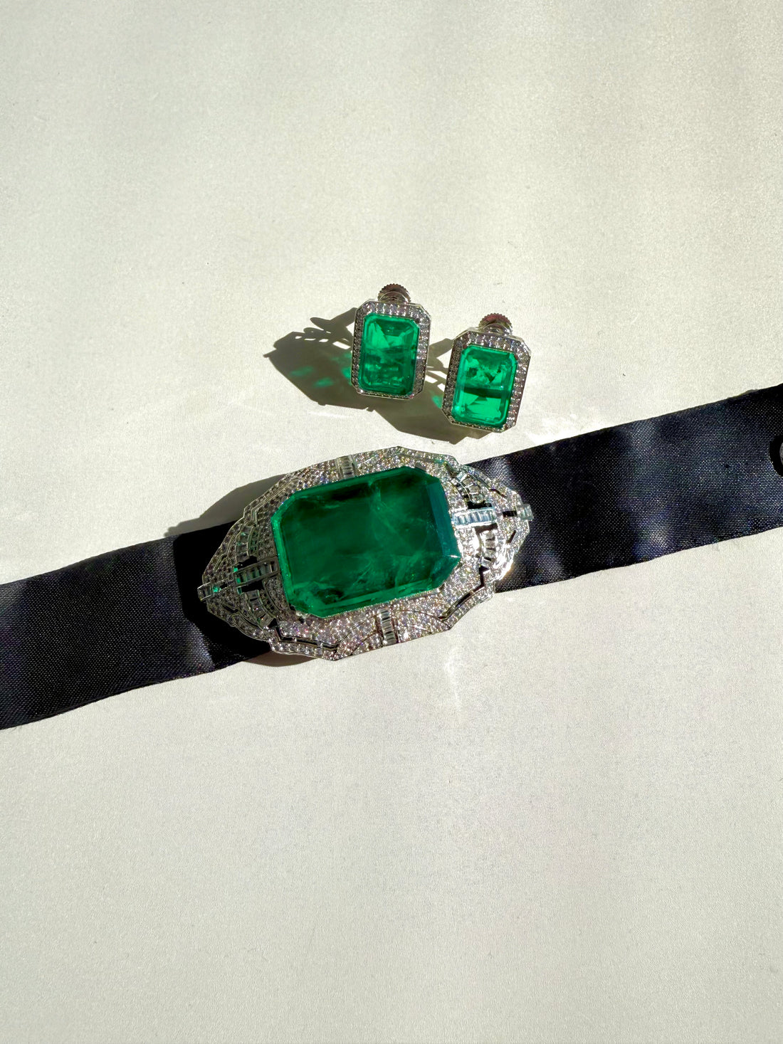 Shilpa Shetty Inspired Premium Doublet Stone Choker Set w Cubic Zirconia