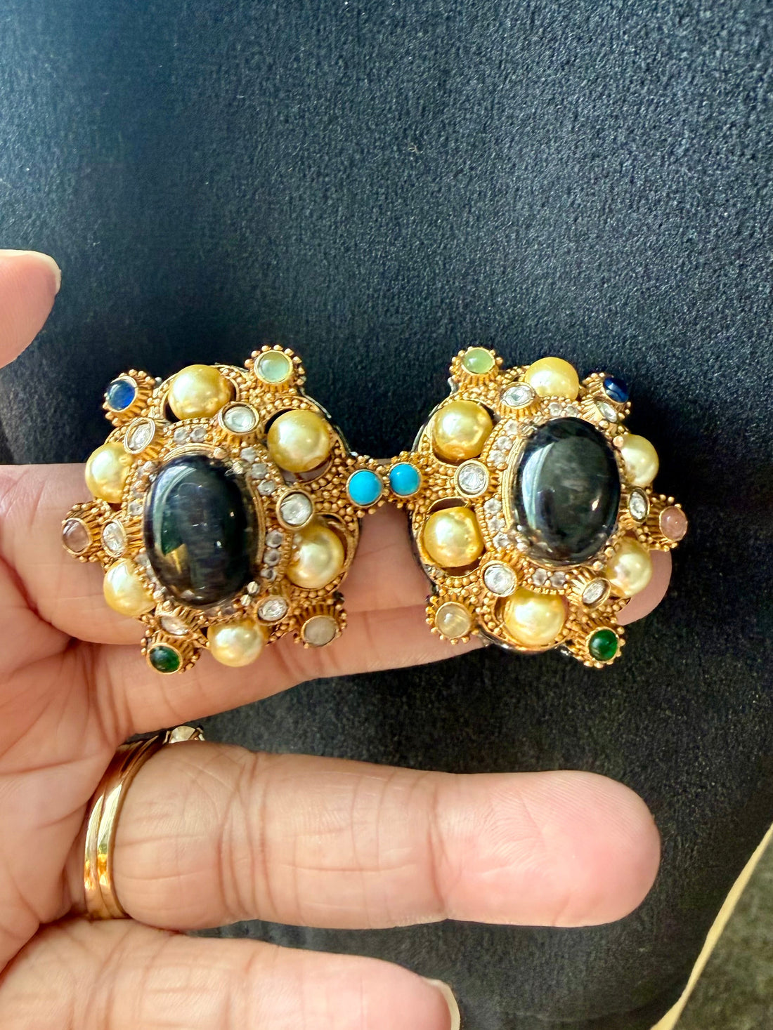 Semi-Precious Stone Pearl Stud Earrings - Rangreza Accessories