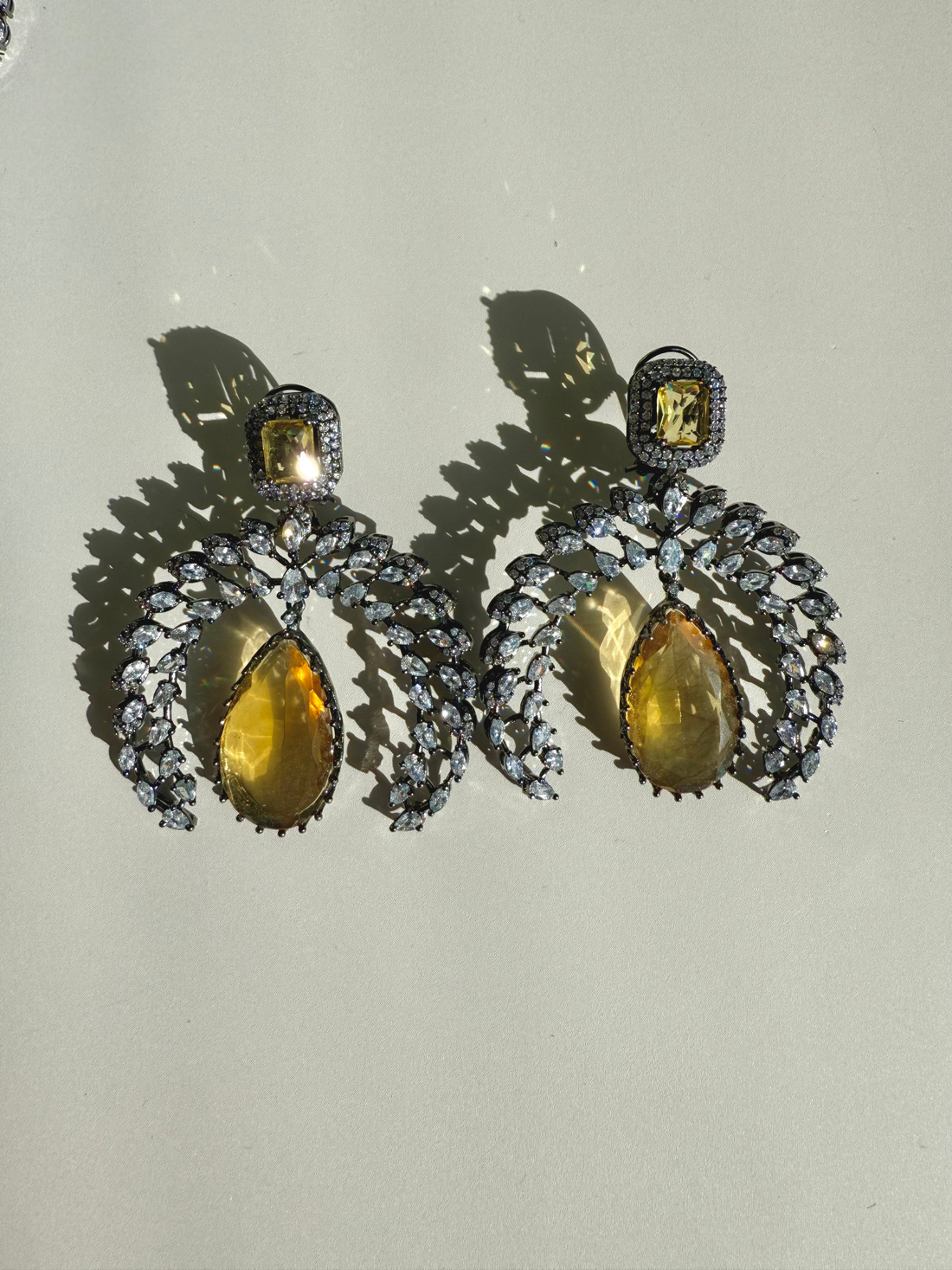 Cubic Zirconia Statement Earrings w Crystal Stones, Premium Quality