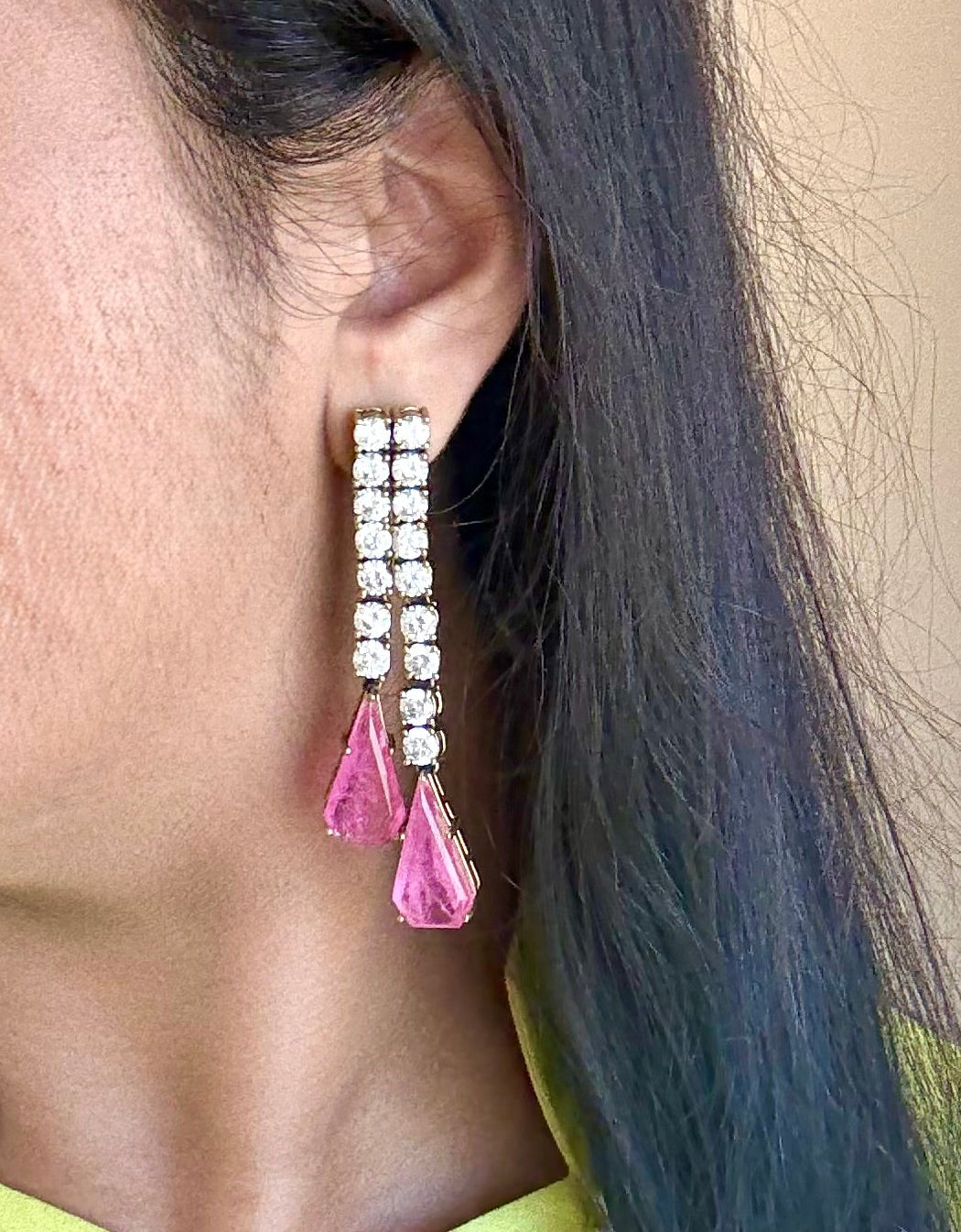 Crystal Statement Earrings, Dangle & Drop Earrings w Doublet stone