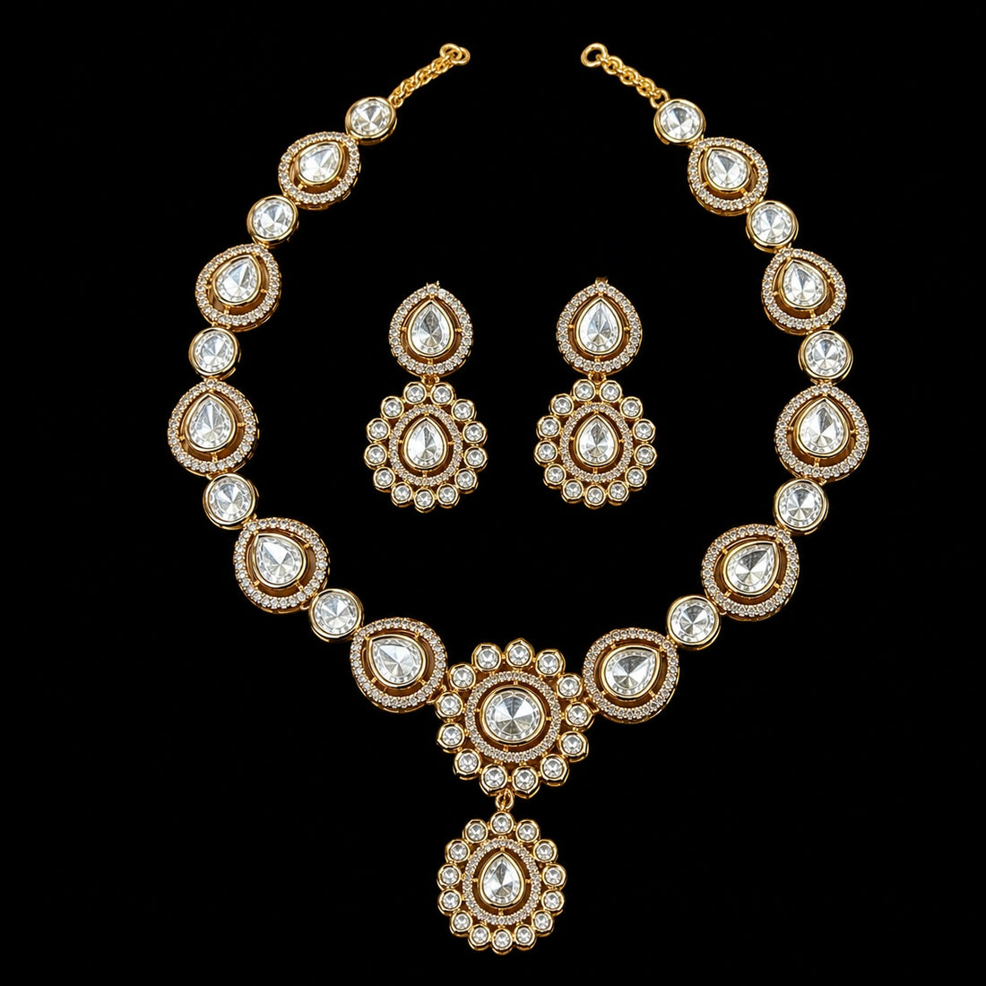RIA 22k Gold Plated Moissanite Necklace Set