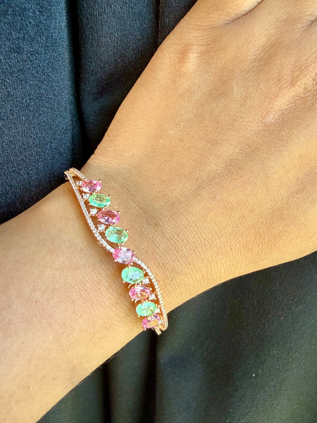 18k Gold Plated Crystal Stone Bracelet 2.4 - 2.6 size