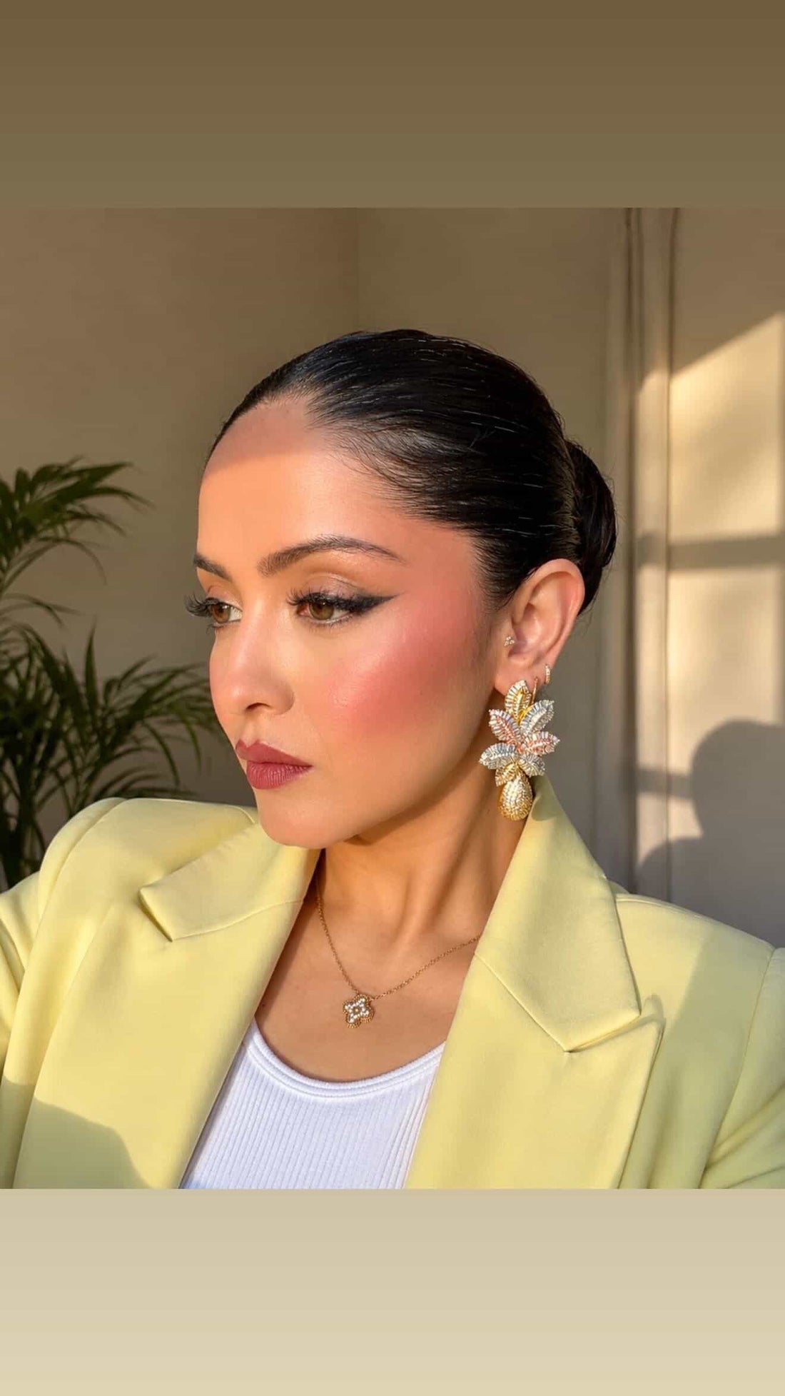 Palm Tree Crystal & Cubic zirconia Statement Earrings