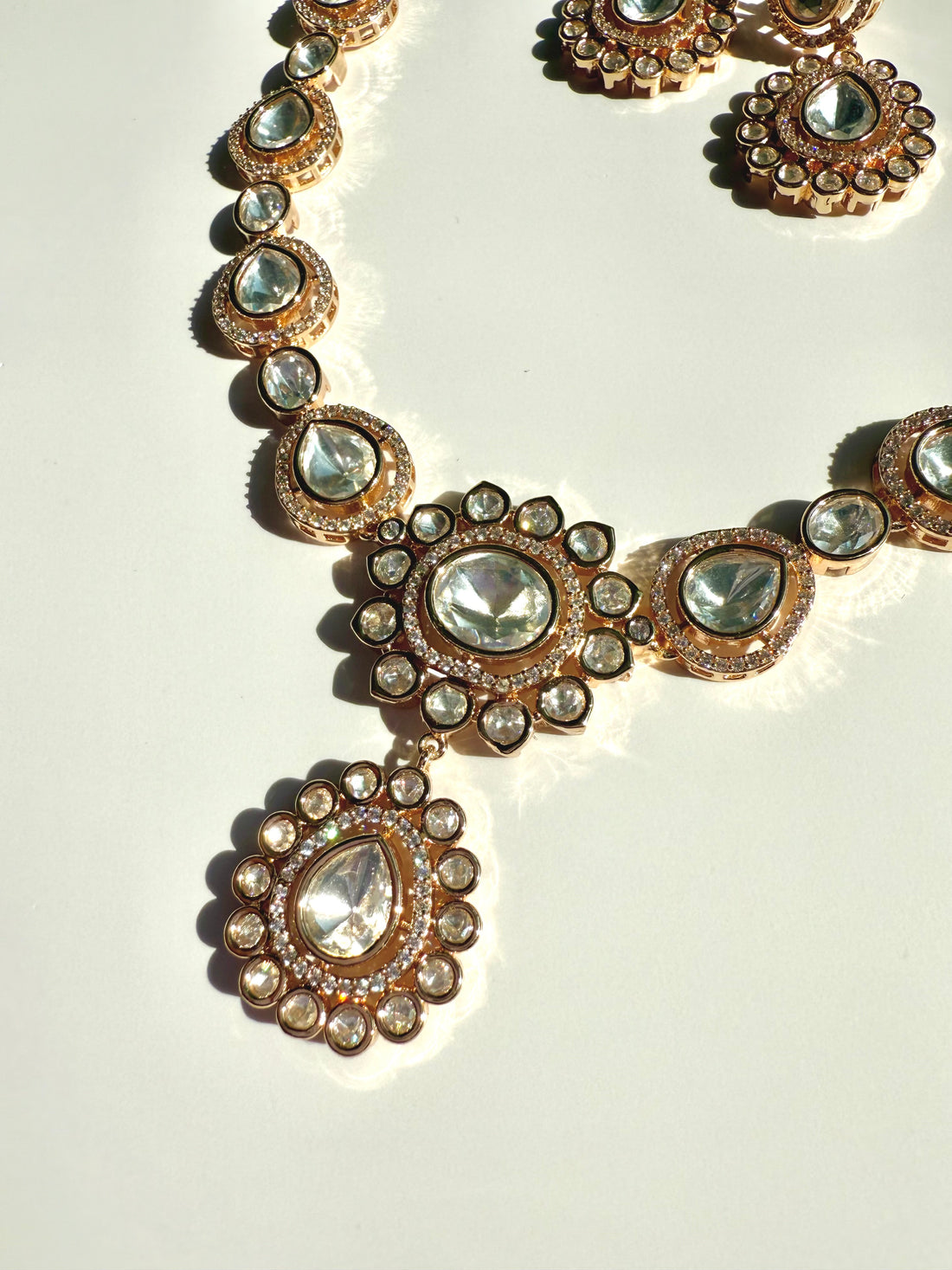 RIA 22k Gold Plated Moissanite Necklace Set