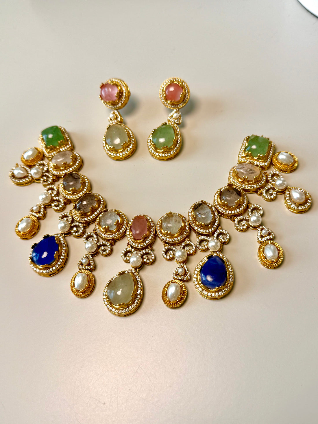 Shanaya Semi Precious Stone Choker Set, Premium Quality