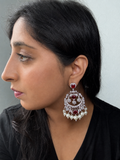 Cubic Zirconia Pearl Chandbali Earrings - Rangreza Accessories