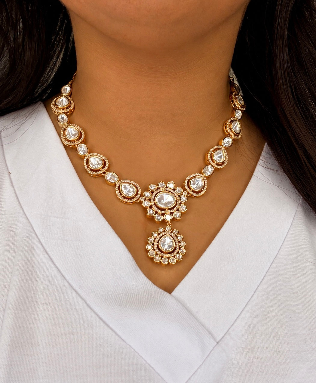 Polki Kundan Necklace Set - Rangreza Accessories