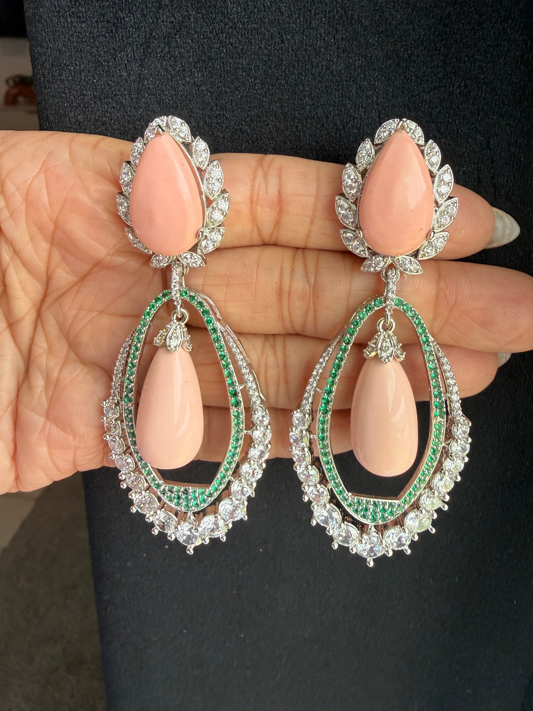 Pink Opal Sterling Silver Statement Earrings - Rangreza Accessories