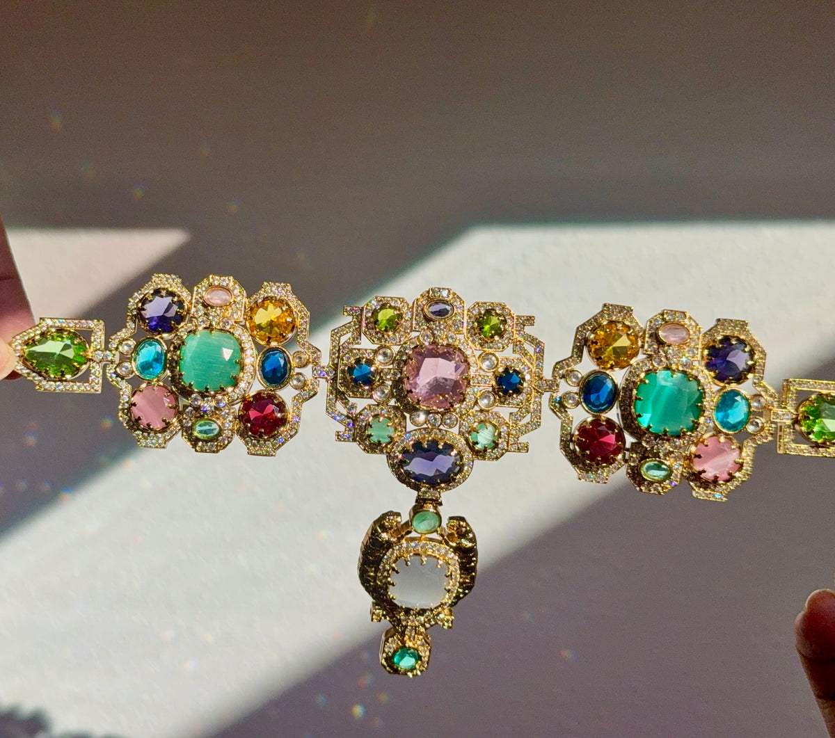 Semi-Precious Stone 22K Gold Plated Choker Set - Rangreza Accessories