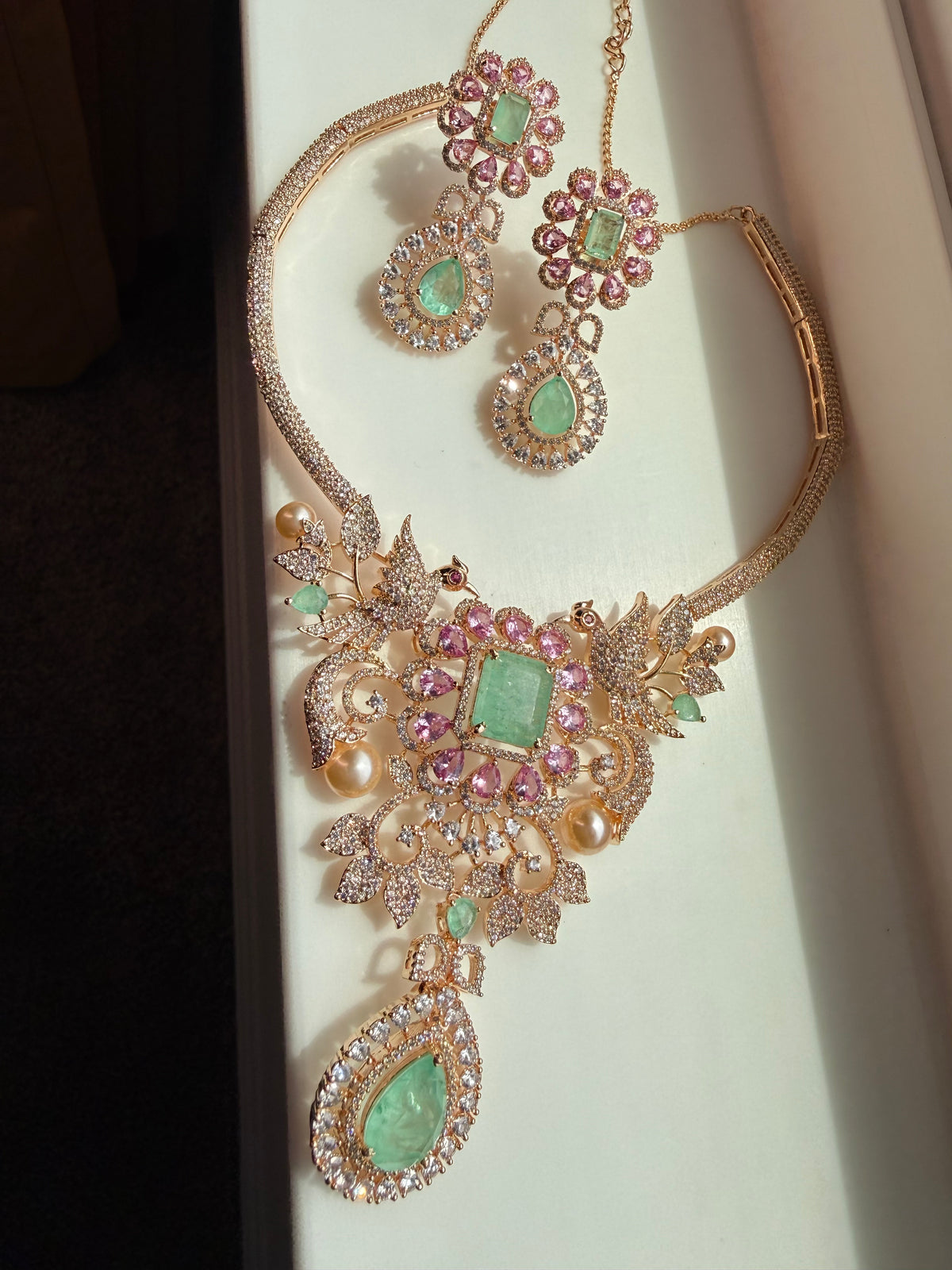 Doublet Stone Crystal Necklace Set - Rangreza Accessories