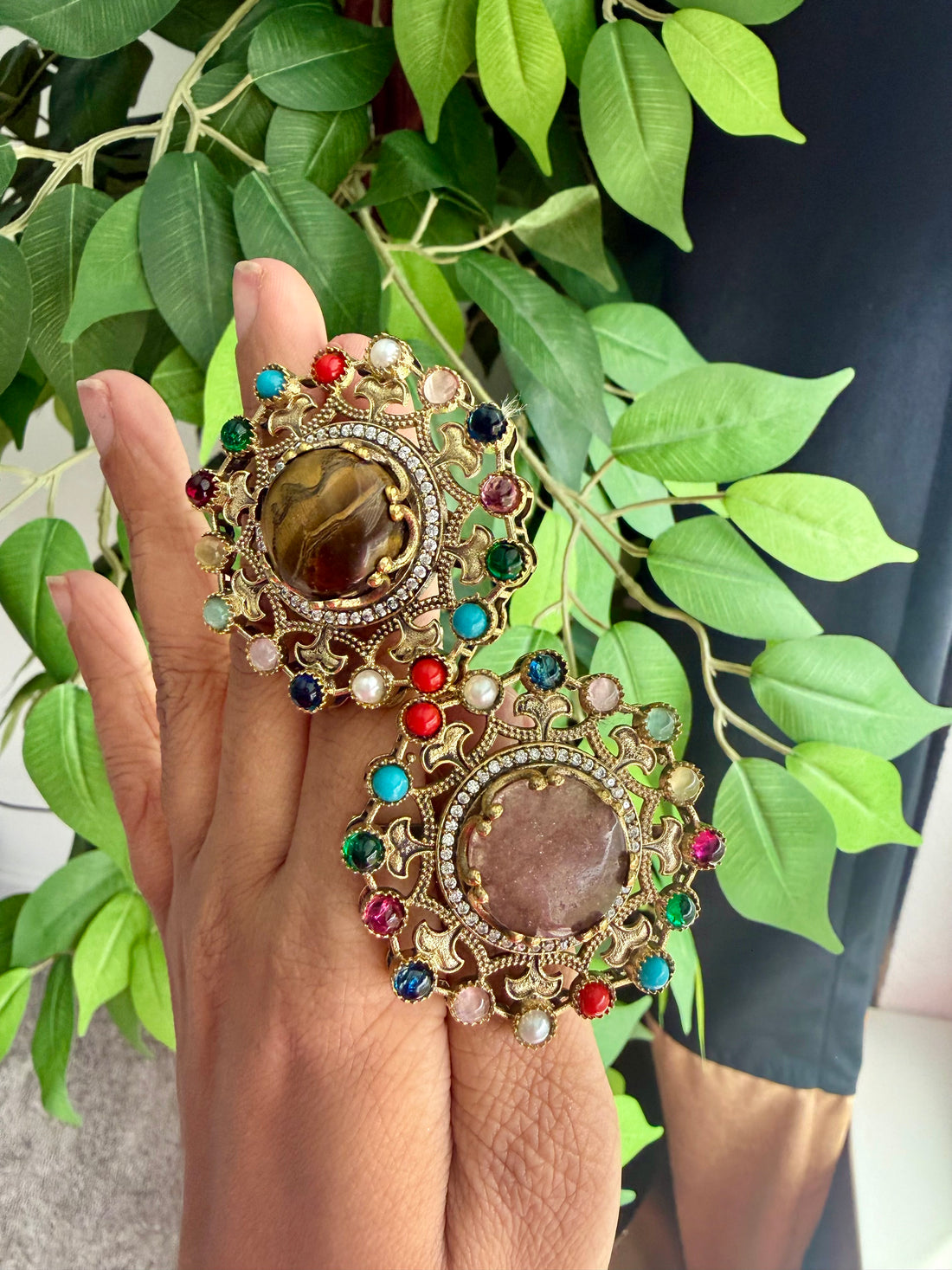 Sabyasachi Inspired Semi Precious Stone Adjustable Ring