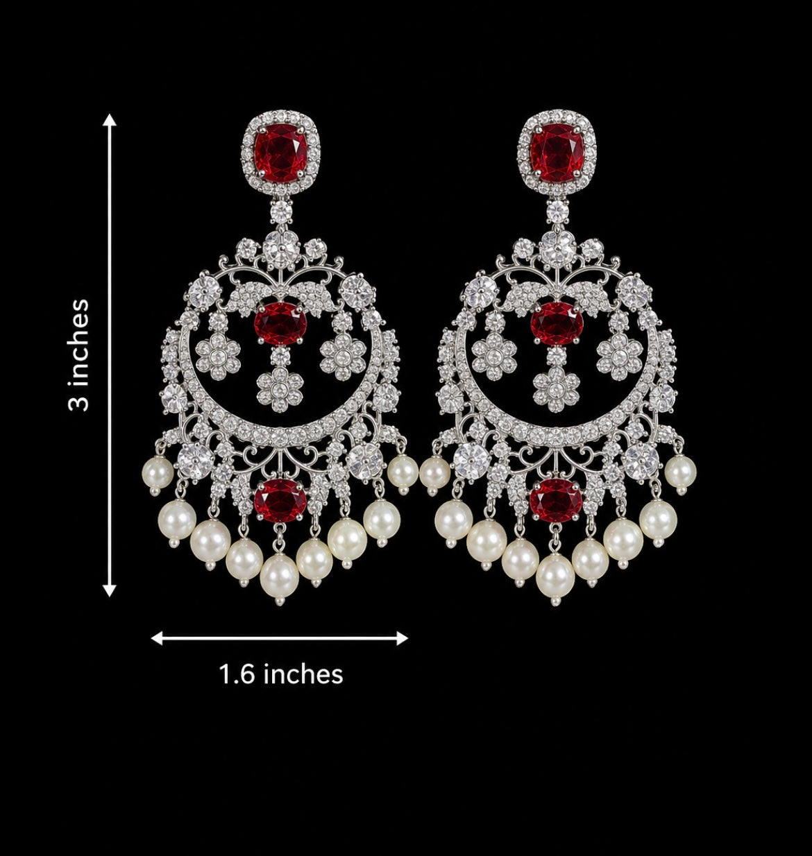 Cubic Zirconia Pearl Chandbali Earrings - Rangreza Accessories