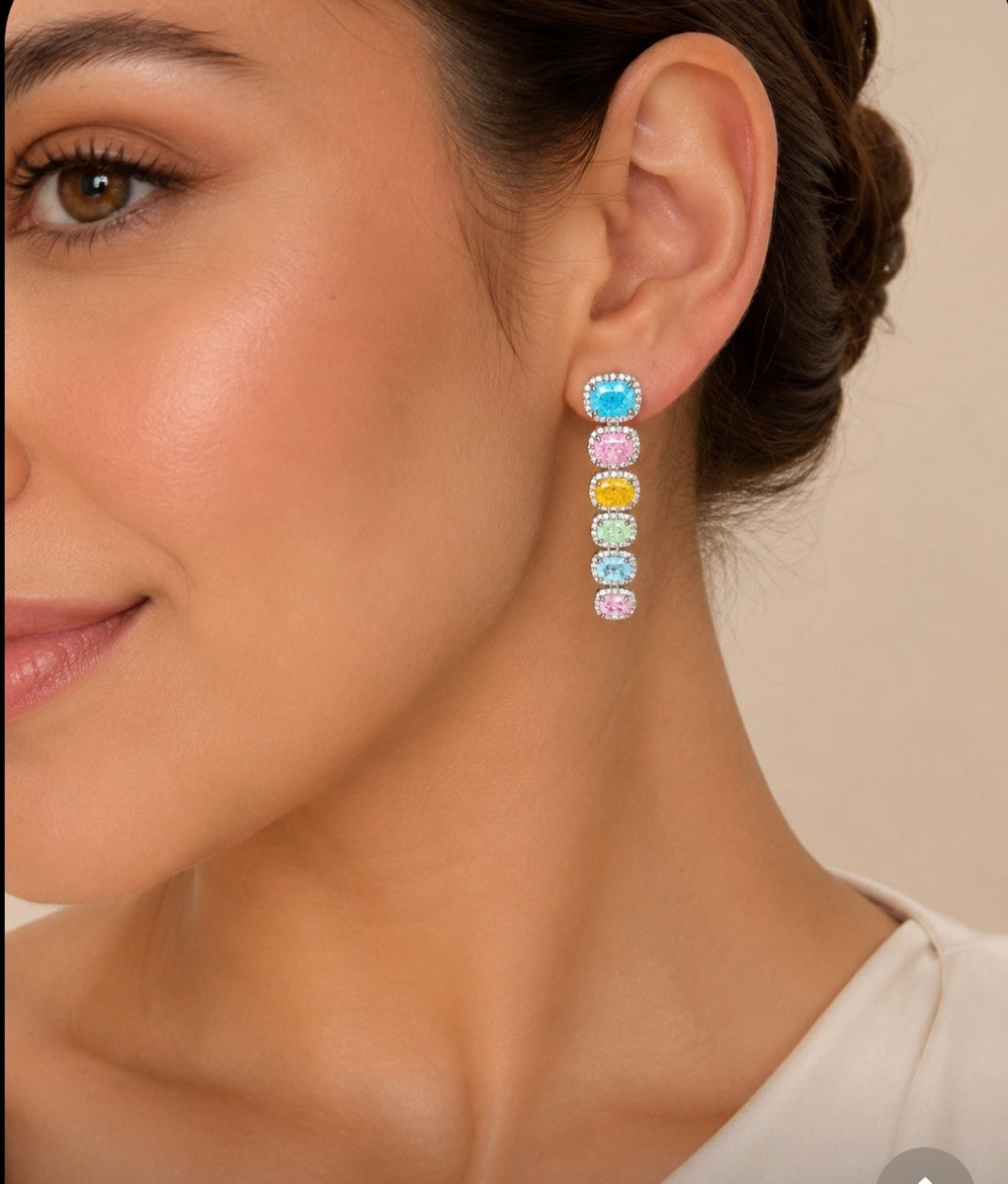 Milky Stone Multi Color Pastel Earrings