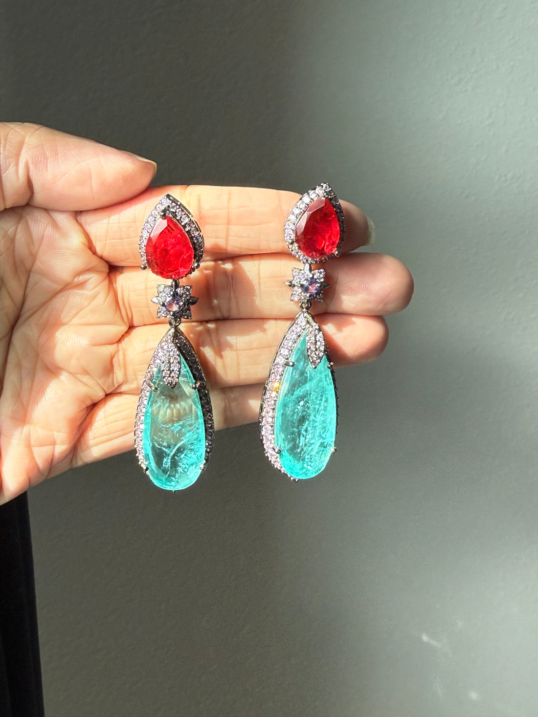 Doublet Stone CZ Statement Earrings - Rangreza Accessories