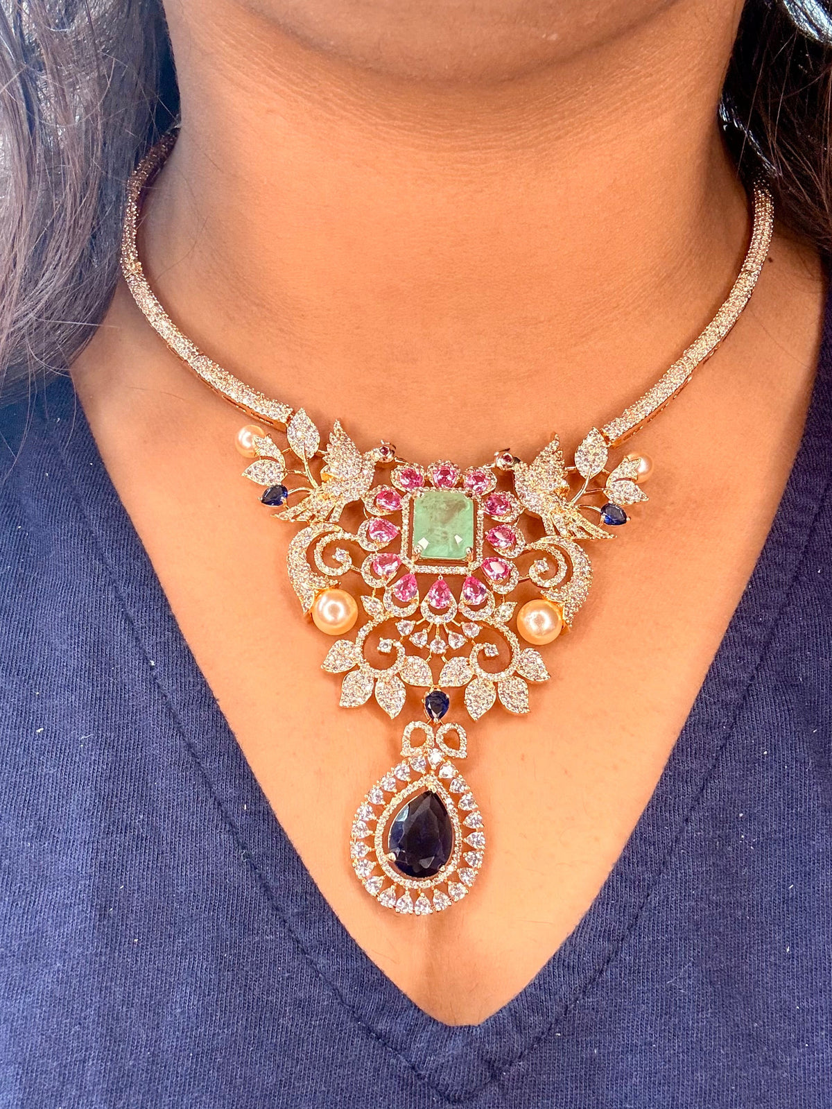 Doublet Stone Crystal Necklace Set - Rangreza Accessories