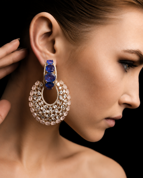 Moissanite Doublet Stone Statement Earrings - Rangreza Accessories