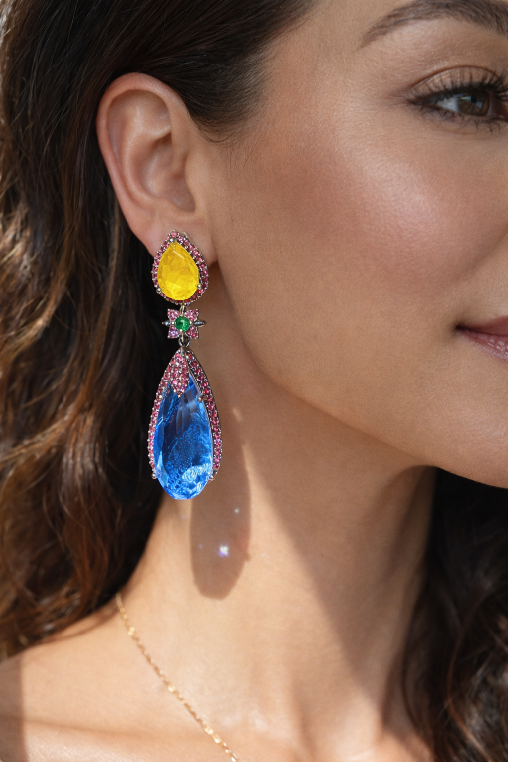 Doublet Stone CZ Statement Earrings - Rangreza Accessories