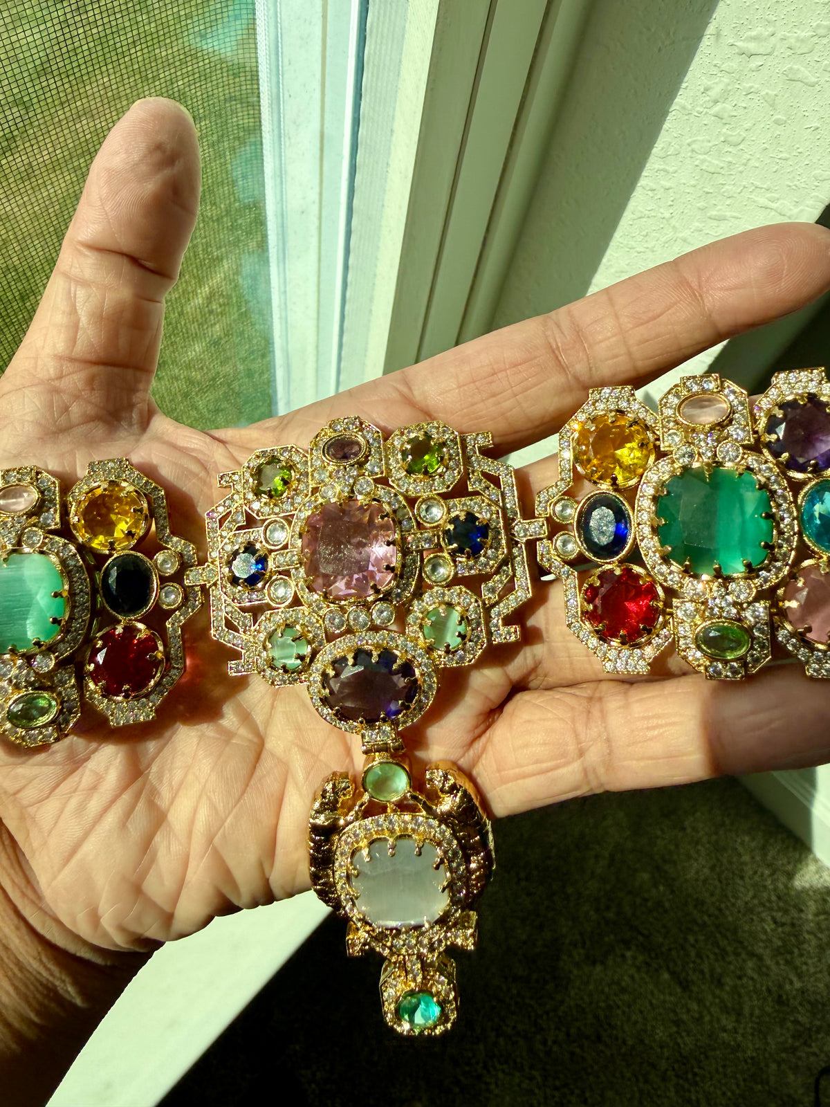 Semi-Precious Stone 22K Gold Plated Choker Set - Rangreza Accessories