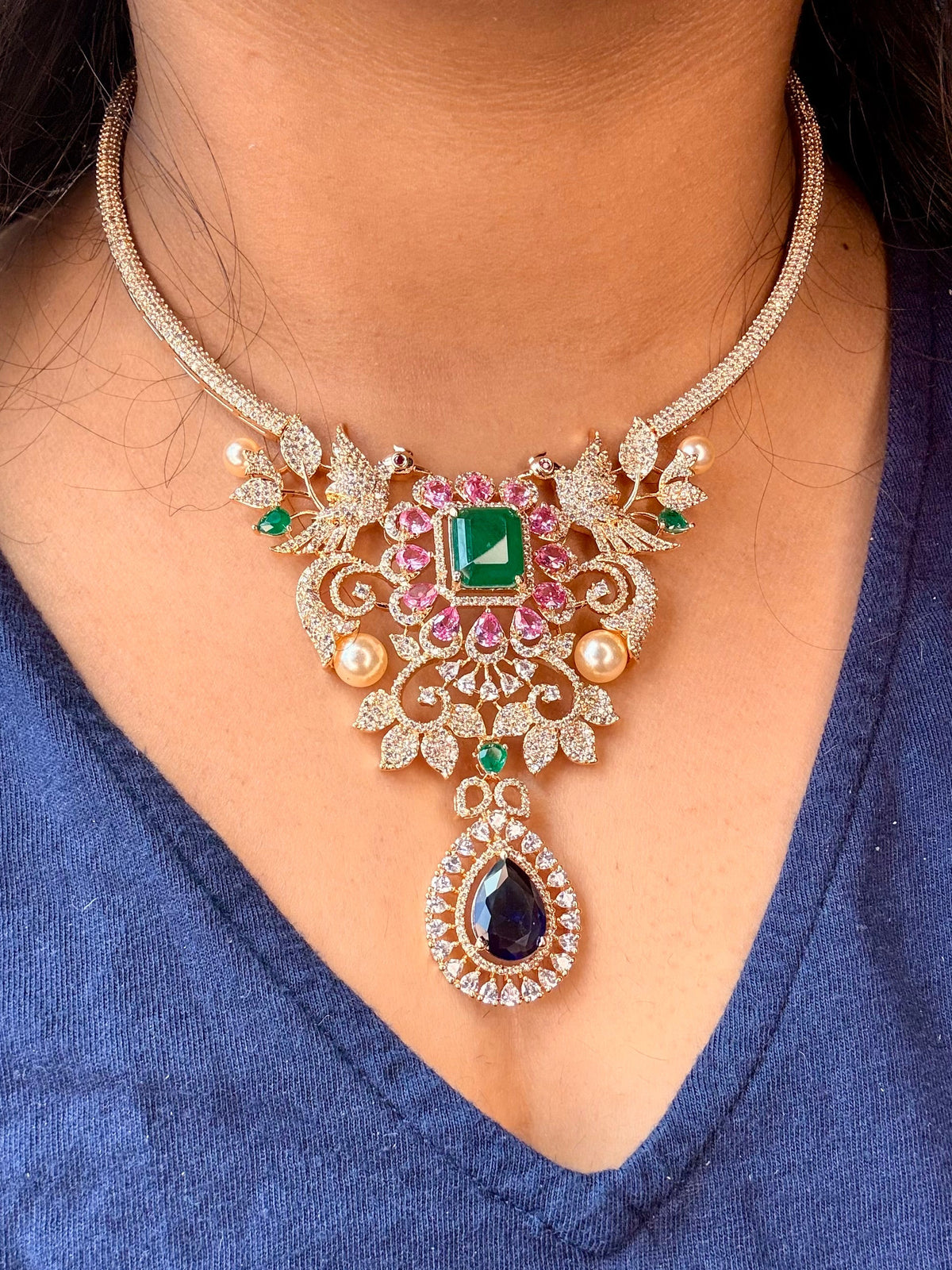 Doublet Stone Crystal Necklace Set - Rangreza Accessories
