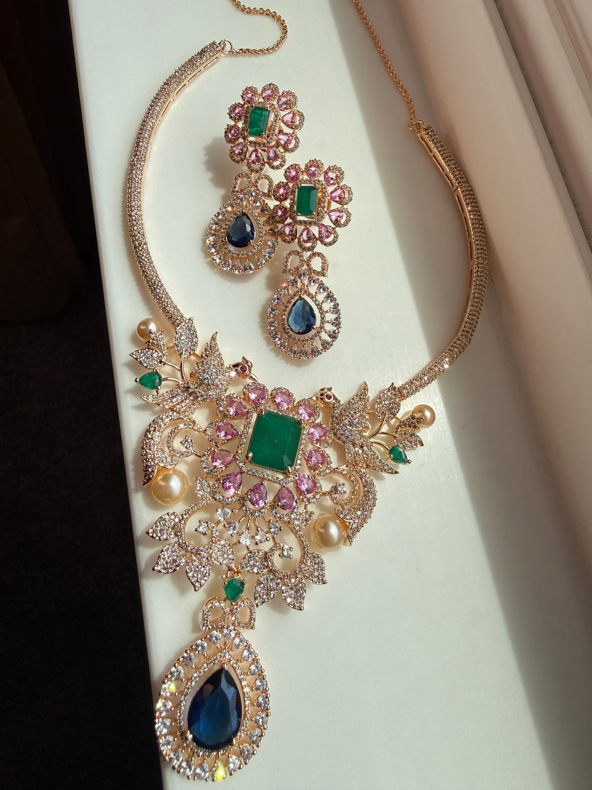 Doublet Stone Crystal Necklace Set - Rangreza Accessories