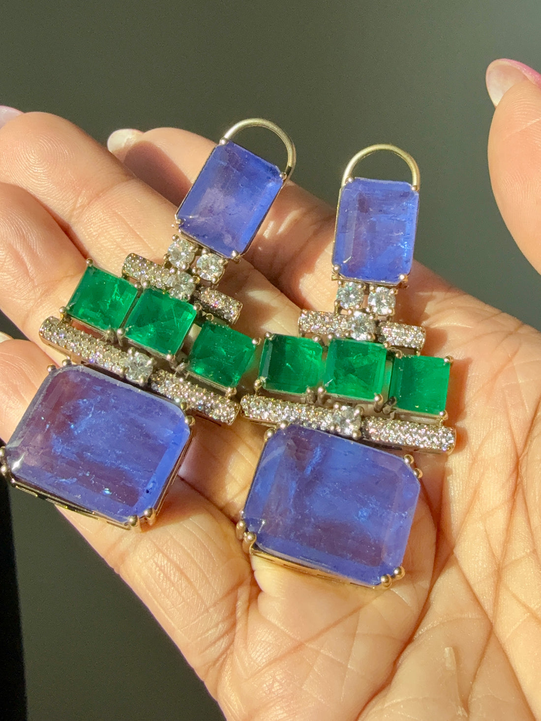 Periwinkle Doublet Stone Set w 10k gold plating & Cubic Zirconia, Premium Quality