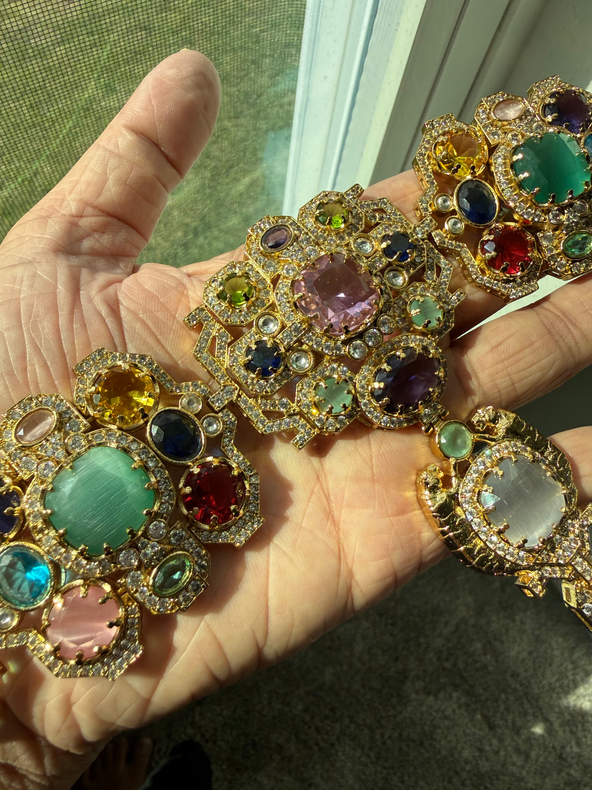 Semi-Precious Stone 22K Gold Plated Choker Set - Rangreza Accessories