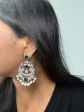 Cubic Zirconia Pearl Chandbali Earrings - Rangreza Accessories