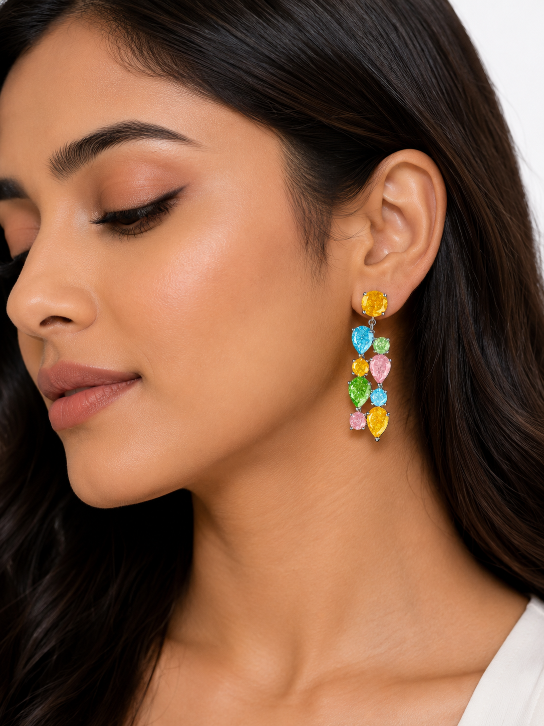 Milky Stones Pastel Drop Earrings