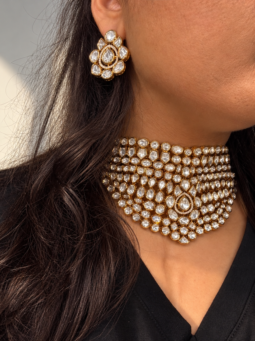 Polki Kundan Choker Set - Rangreza Accessories