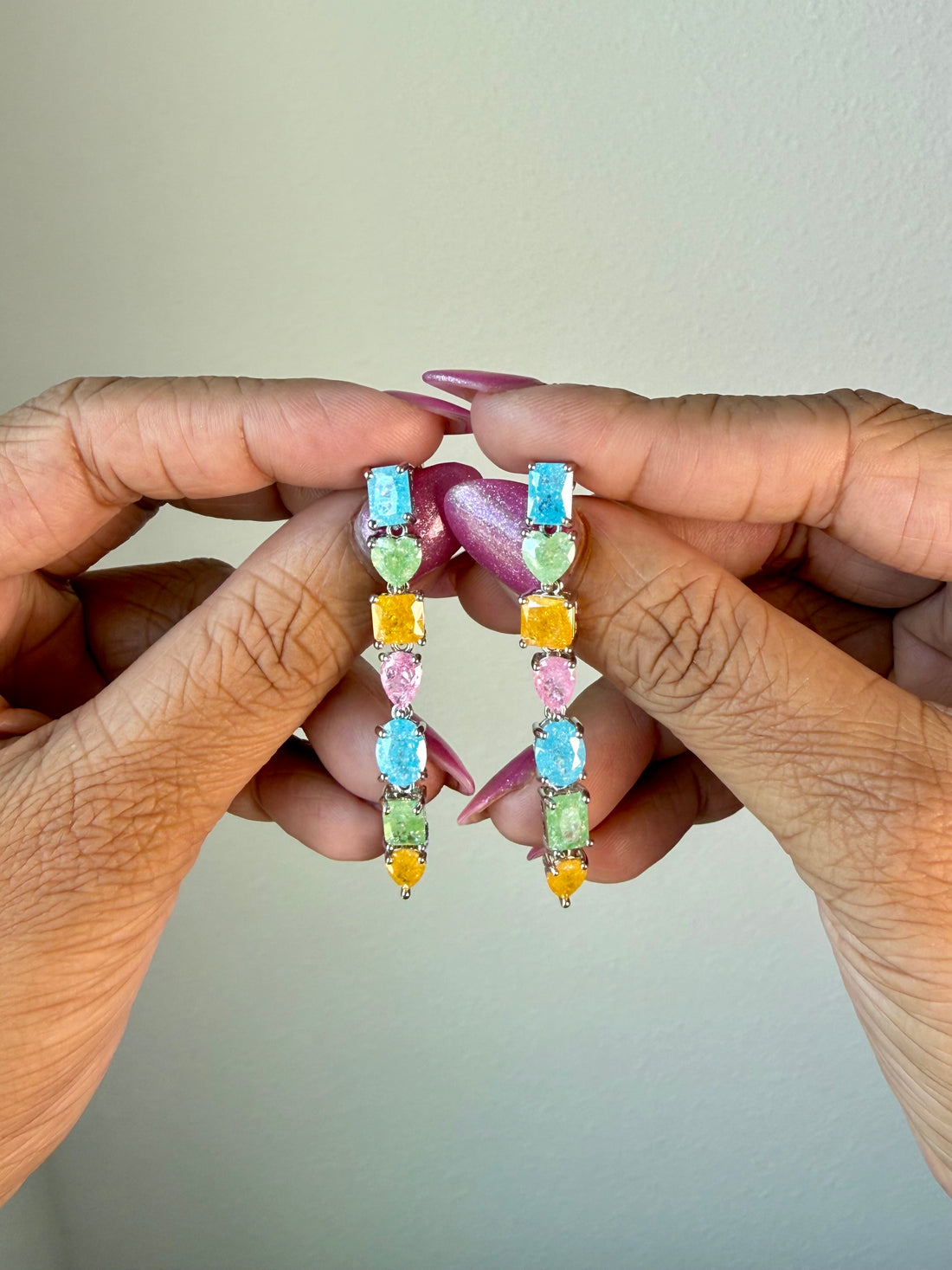 Colorful Milky Stone Linear Drop Earrings