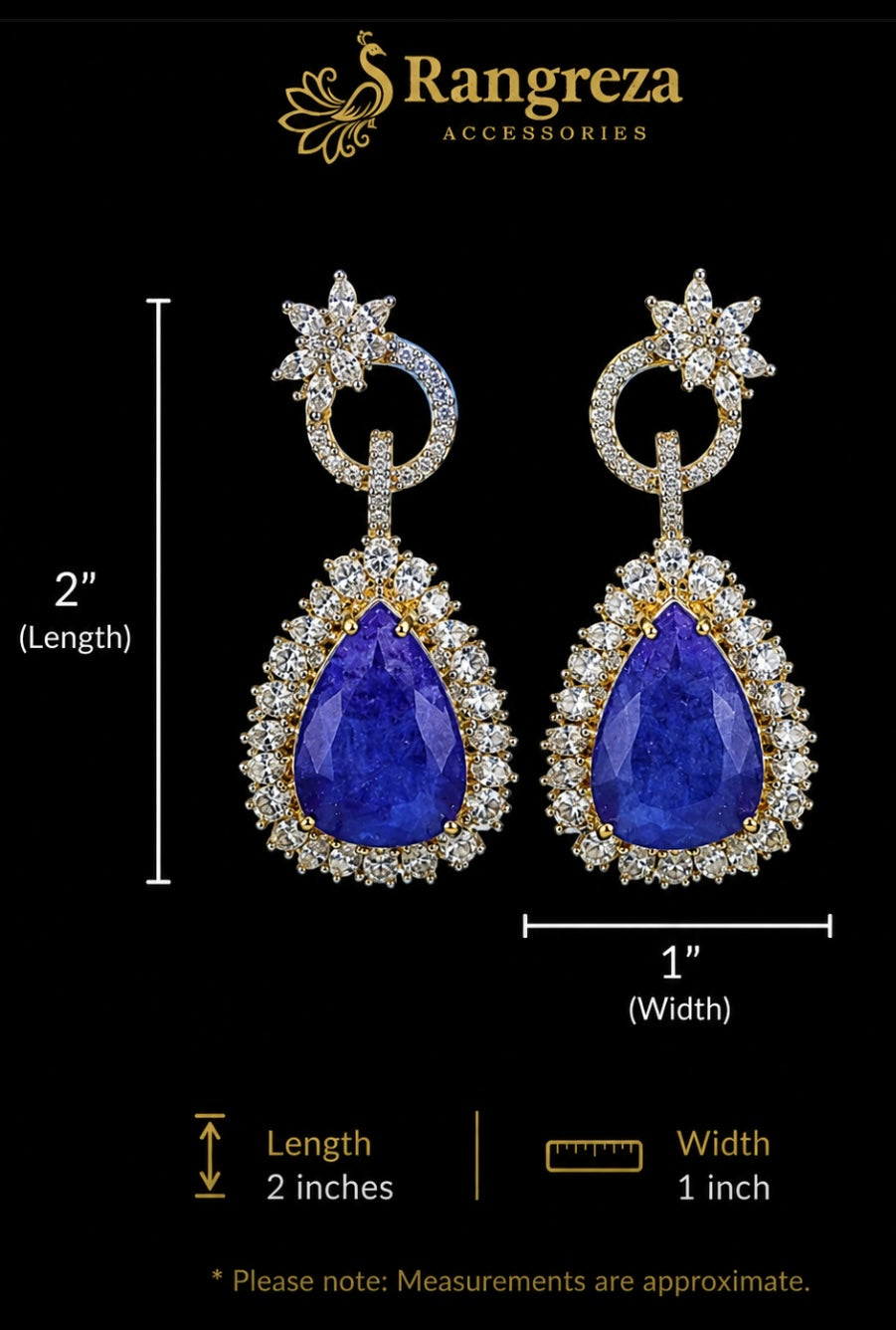 Zoya Moissanite & Doublet Stone Earrings, 10k Gold Plated