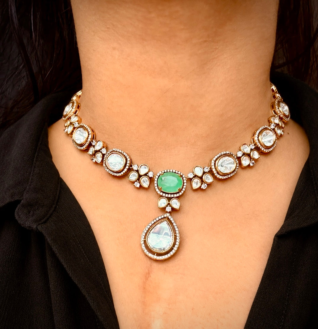 Moissanite Polki Necklace Set - Rangreza Accessories