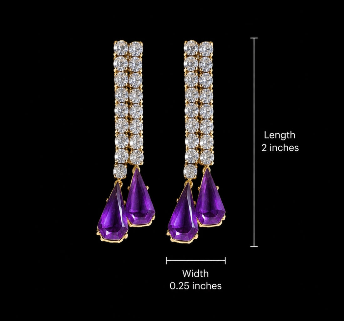 Doublet Stone Crystal Statement Earrings - Rangreza Accessories