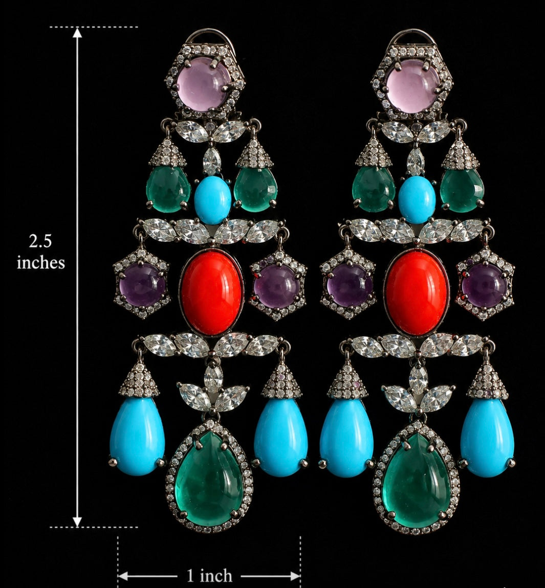 Aria Lightweight Dangle earrings w Pota Doublet & Cubic Zirconia