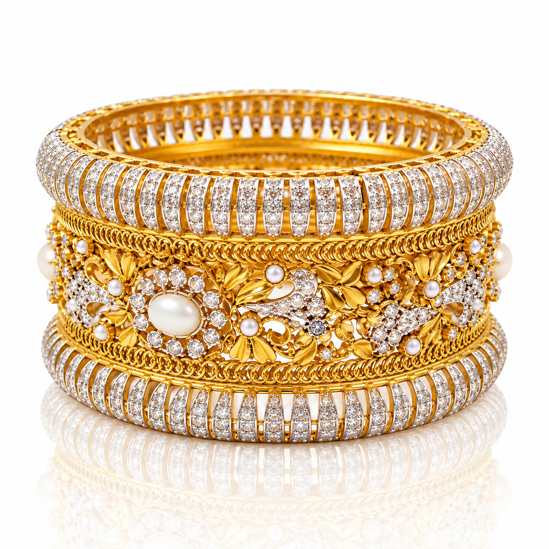 Mother of Pearl Cubic Zirconia Bangle - Rangreza Accessories