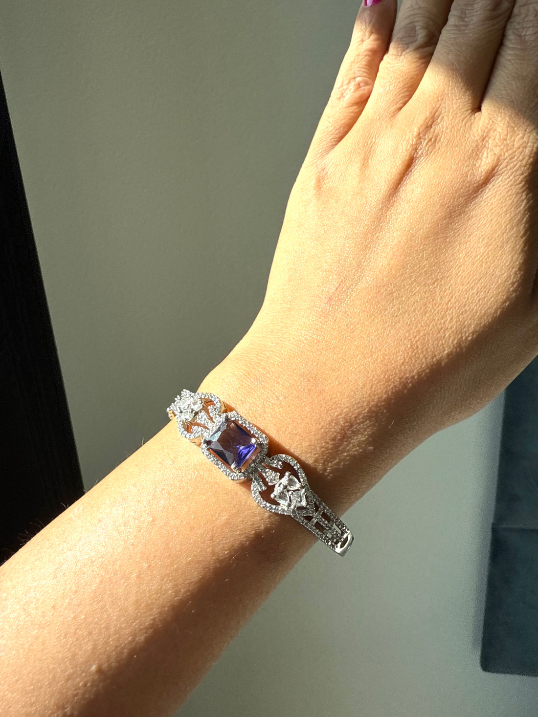 Cubic Zirconia Openable Bangle, Premium Quality