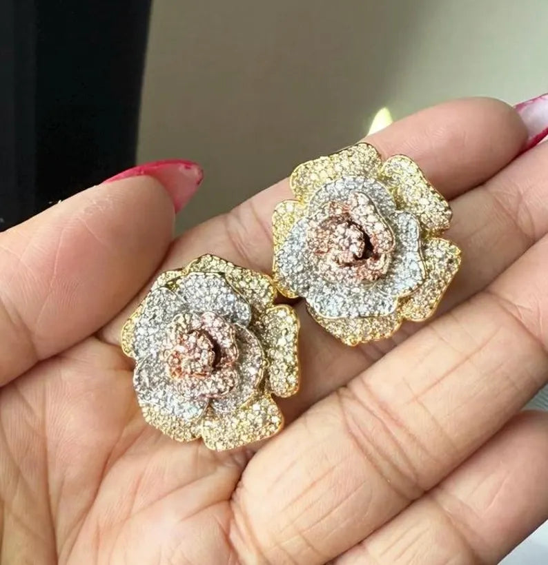 Cubic Zirconia 18K Gold Plated Stud Earrings - Rangreza Accessories