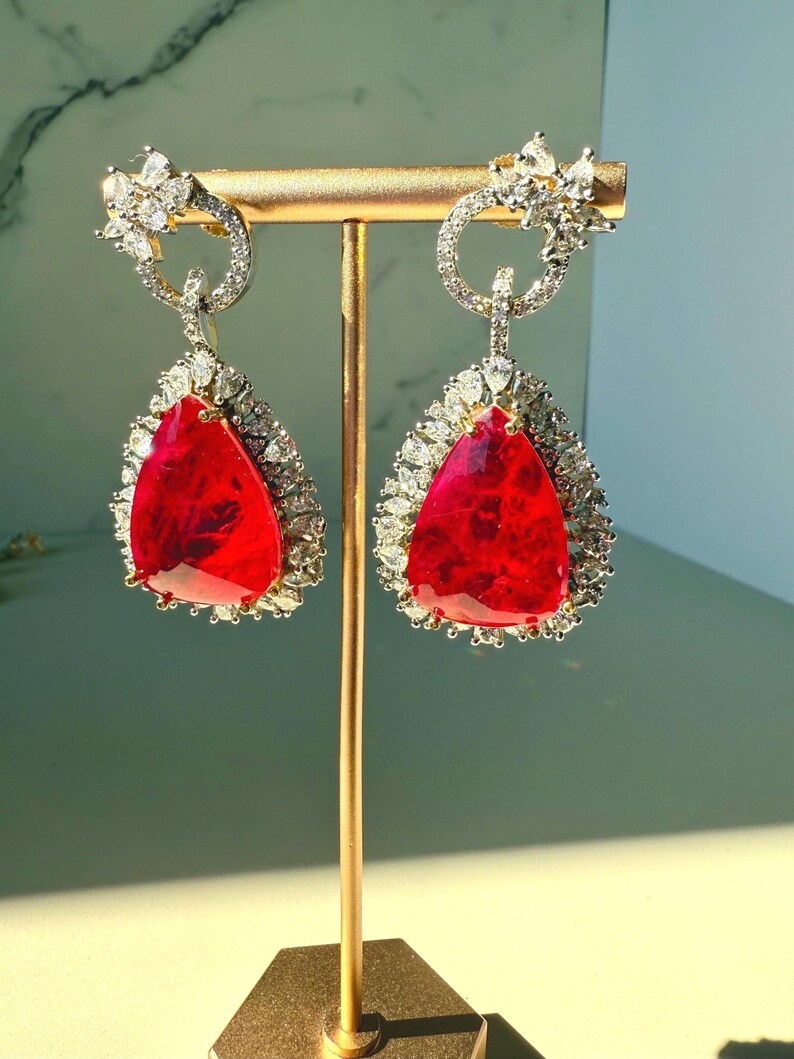 Zoya Moissanite & Doublet Stone Earrings, 10k Gold Plated